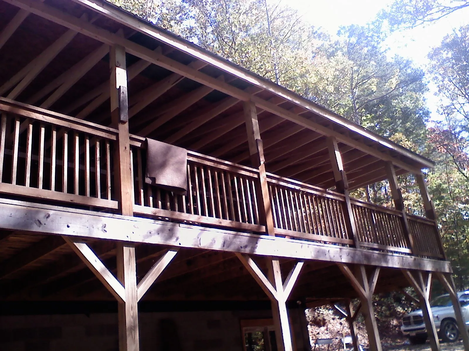 Timber framing under a new elevated porch and deck — Roof Leak Repair in Bardstown by Roofing Brothers